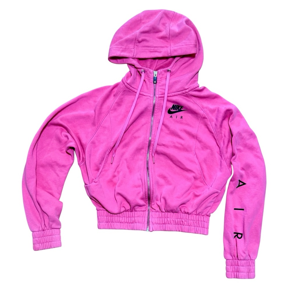 Nike pink retro womens cropped hoodie with nike air logo